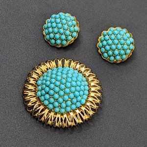 Vintage Brooch and Earring Set Costume Jewelry